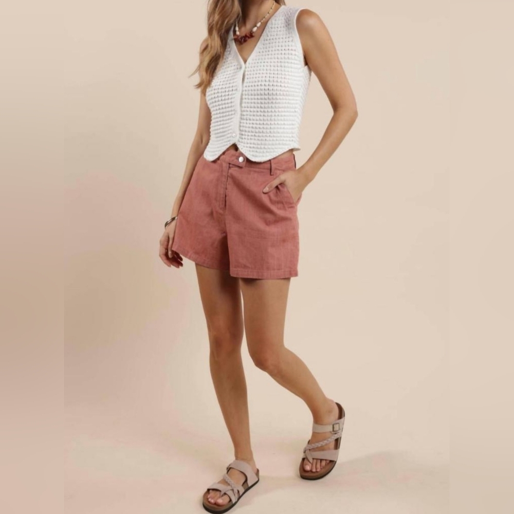 NWT Anthropologie Sage The Label High Waisted Dusty Pink Sunbeam Denim Shorts S